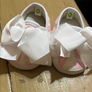 White and Pink Kids Shoes with Bow